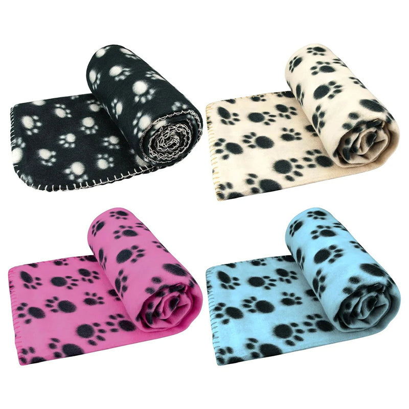 Paw Print Soft Fleece Pet Blanket