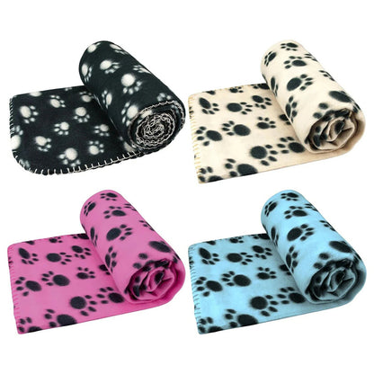 Paw Print Soft Fleece Pet Blanket