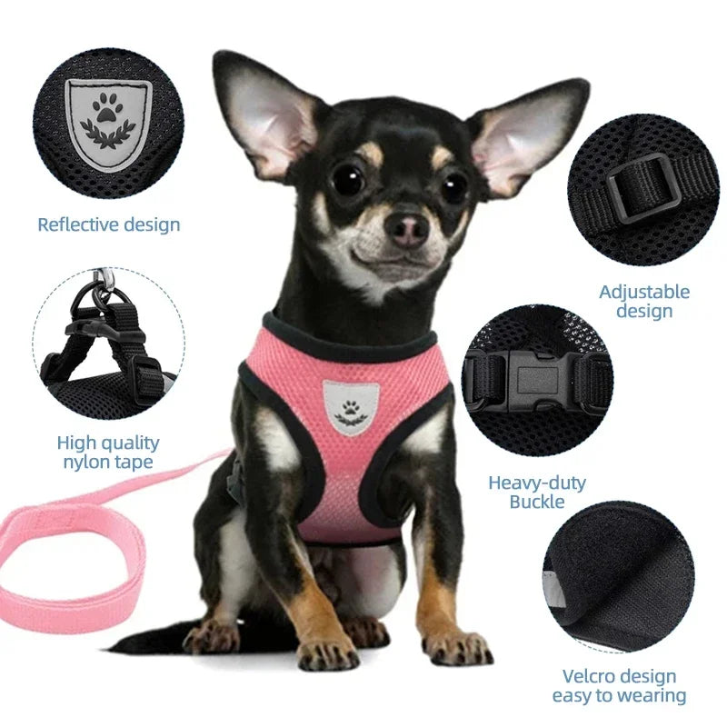 Cat and Puppy Adjustable Mesh Dog Harness For Small Pets