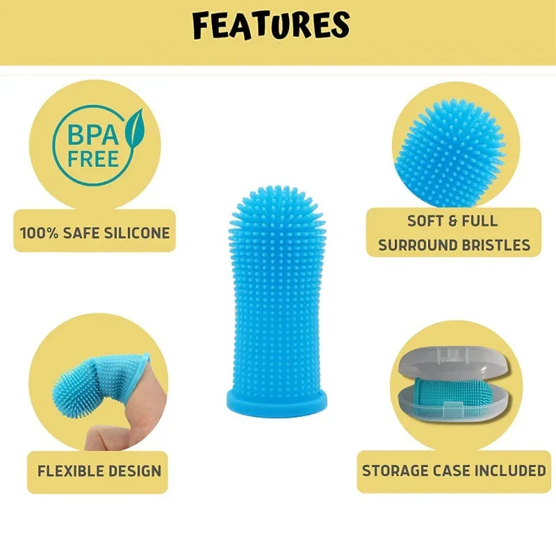 Super Soft Pet Finger Toothbrush Suitable For Dogs and Cats, Nontoxic Silicone
