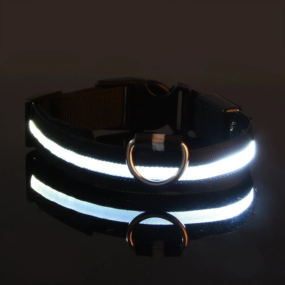 Nylon LED Night Safety Flashing Glow In The Dark Dog Fluorescent Pet Dog Collar