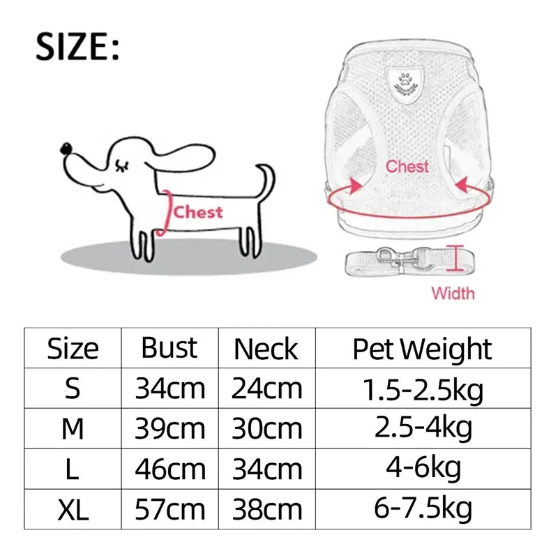 Cat and Puppy Adjustable Mesh Dog Harness For Small Pets