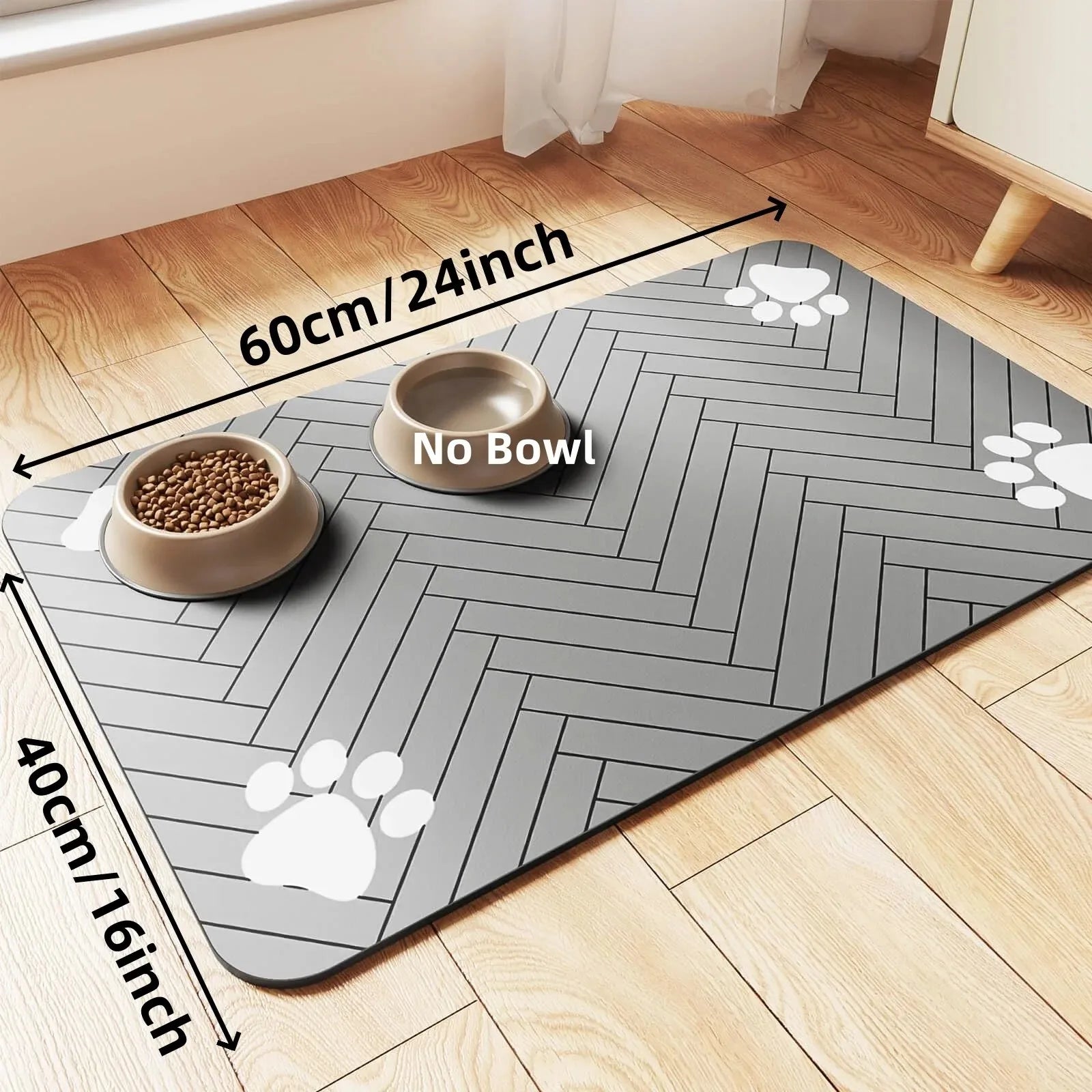 Pet Feeding Mat, Absorbent, Rubber Backing Quick Dry Mat for Dogs and Cats