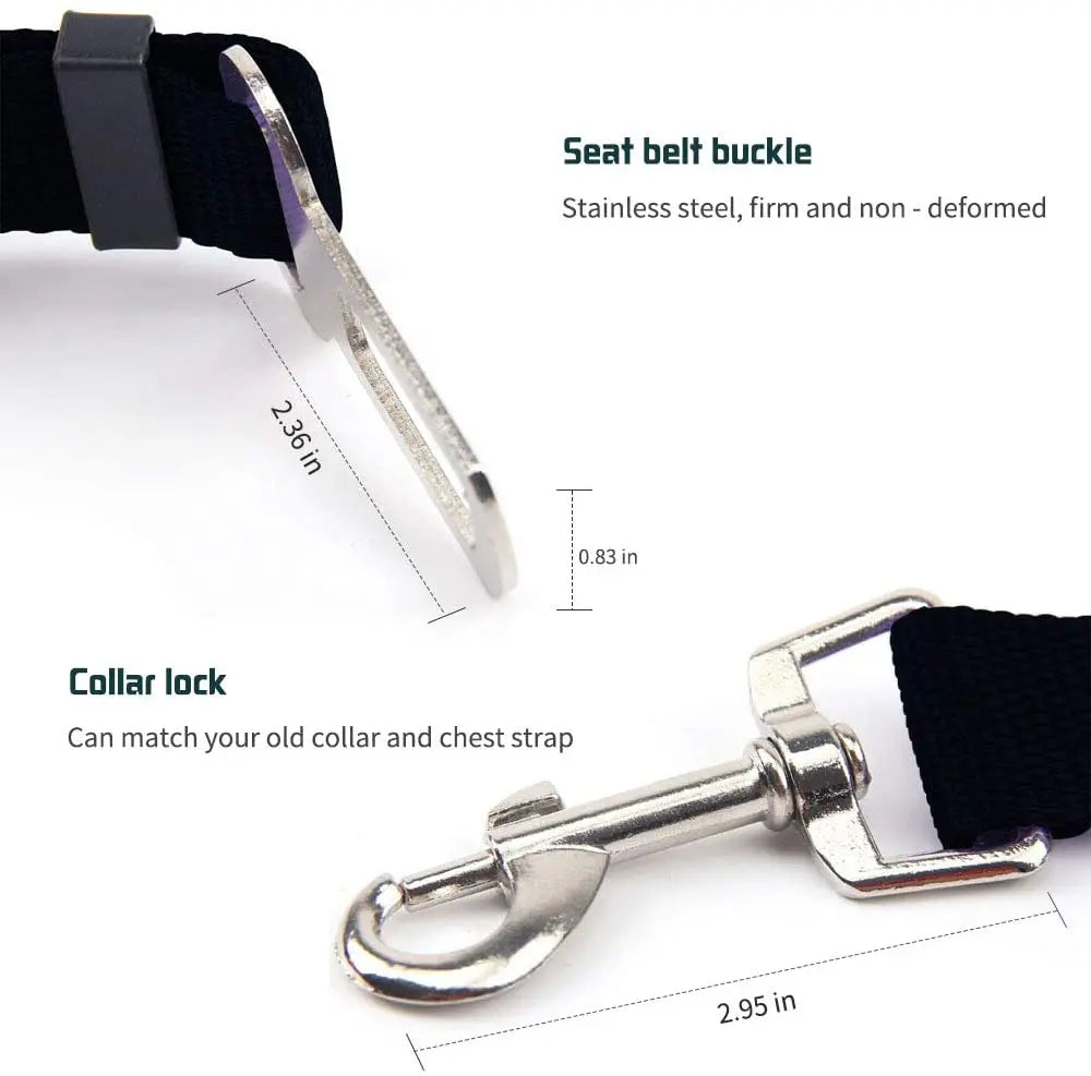 Adjustable Pet Car Seat Belt  With Clip Safety Lever