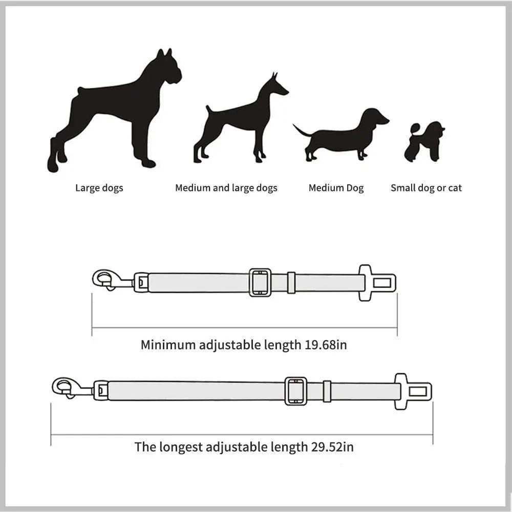 Adjustable Pet Car Seat Belt  With Clip Safety Lever