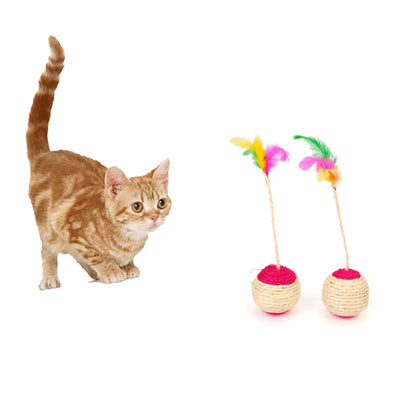 Feather Sisal Cat Toy Ball