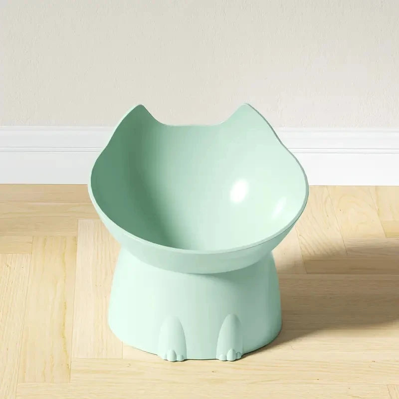 WhiskerWare Elevated Cat Bowl, Anti-Tip Plastic Raised Pet Feeding Dish with Tilted Edge