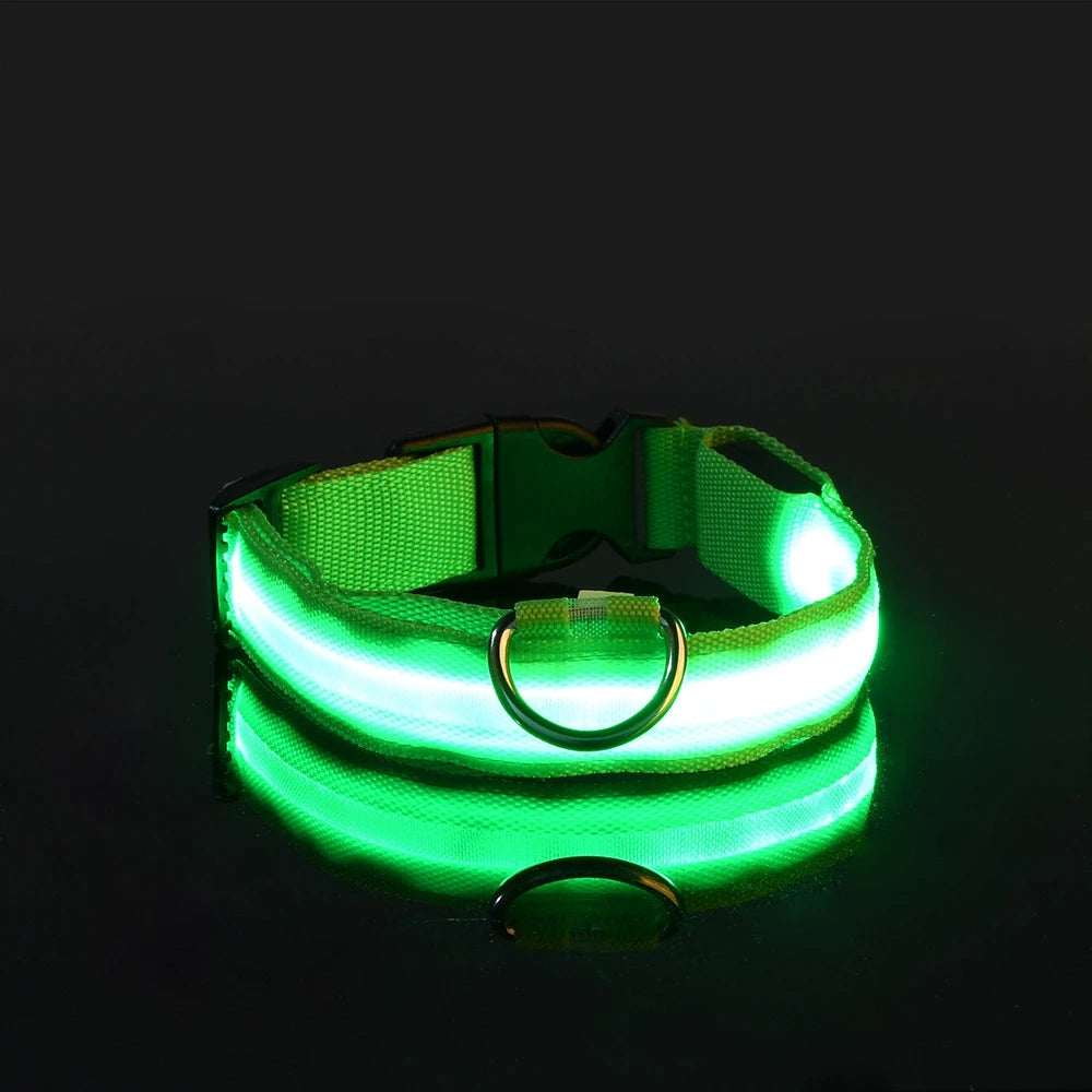Nylon LED Night Safety Flashing Glow In The Dark Dog Fluorescent Pet Dog Collar