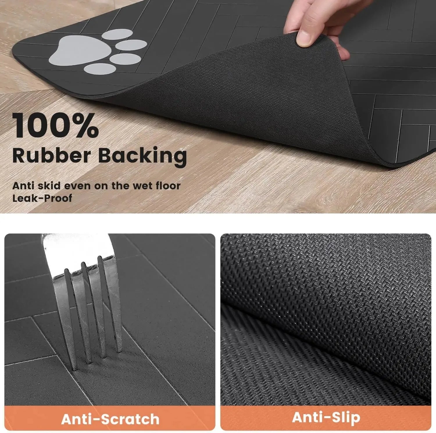 Pet Feeding Mat, Absorbent, Rubber Backing Quick Dry Mat for Dogs and Cats