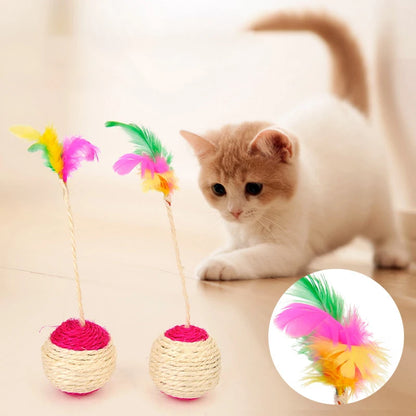 Feather Sisal Cat Toy Ball
