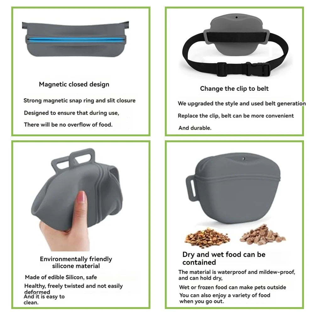Silicone Dog Treat Bag For Training and Rewards, Lightweight waist bag