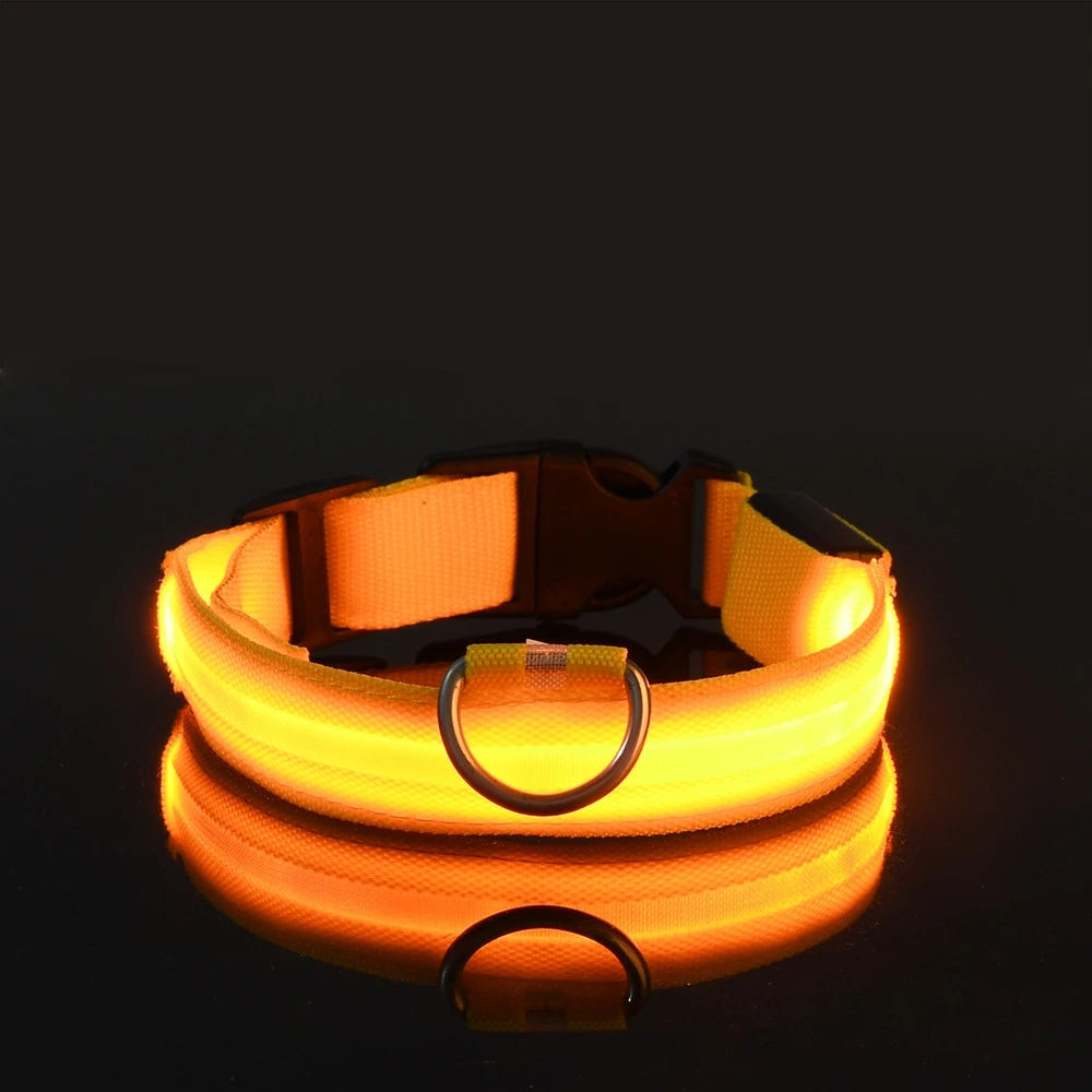 Nylon LED Night Safety Flashing Glow In The Dark Dog Fluorescent Pet Dog Collar