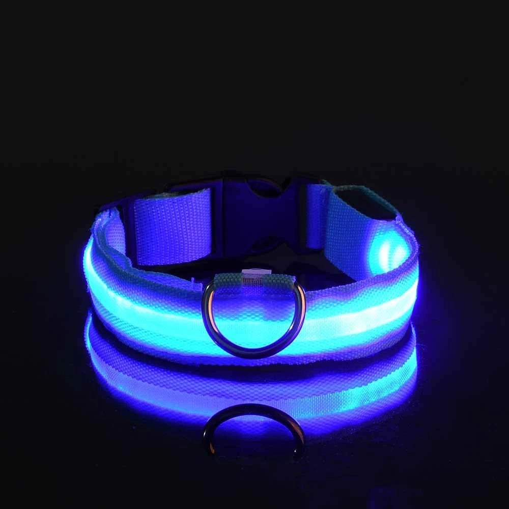 Nylon LED Night Safety Flashing Glow In The Dark Dog Fluorescent Pet Dog Collar