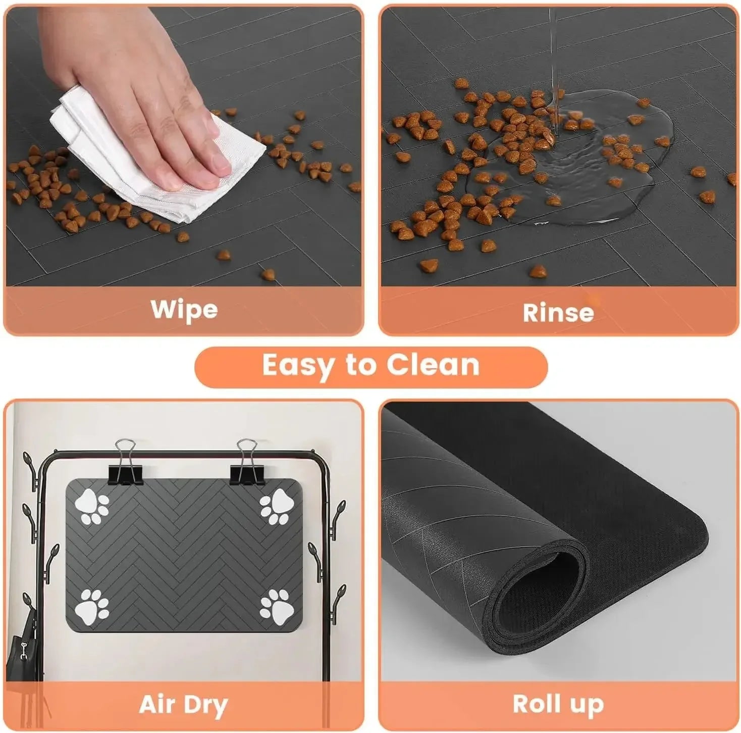 Pet Feeding Mat, Absorbent, Rubber Backing Quick Dry Mat for Dogs and Cats