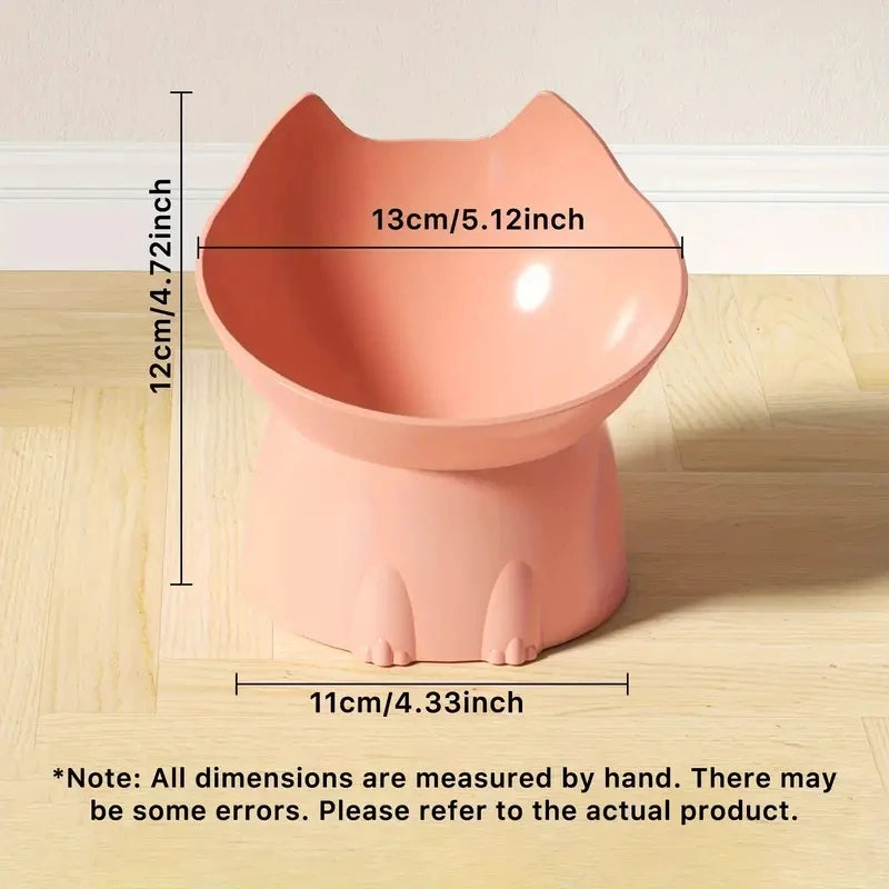 WhiskerWare Elevated Cat Bowl, Anti-Tip Plastic Raised Pet Feeding Dish with Tilted Edge