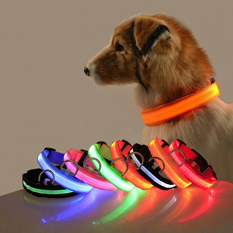 Nylon LED Night Safety Flashing Glow In The Dark Dog Fluorescent Pet Dog Collar