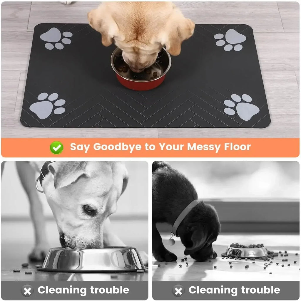 Pet Feeding Mat, Absorbent, Rubber Backing Quick Dry Mat for Dogs and Cats