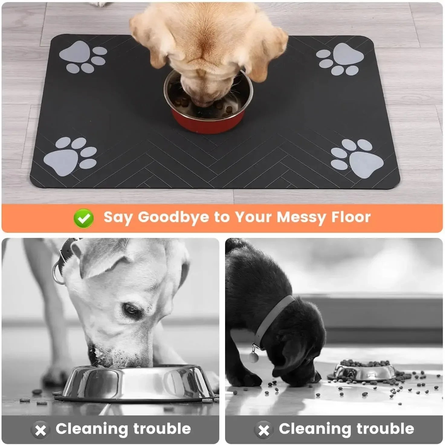 Pet Feeding Mat, Absorbent, Rubber Backing Quick Dry Mat for Dogs and Cats