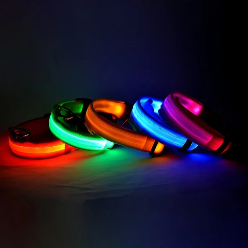 Nylon LED Night Safety Flashing Glow In The Dark Dog Fluorescent Pet Dog Collar