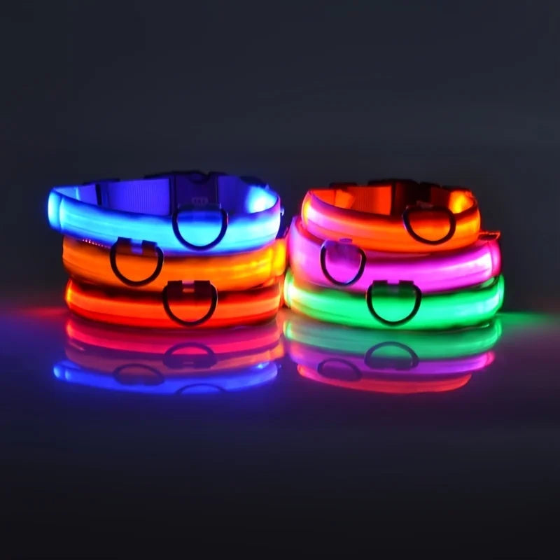 Nylon LED Night Safety Flashing Glow In The Dark Dog Fluorescent Pet Dog Collar