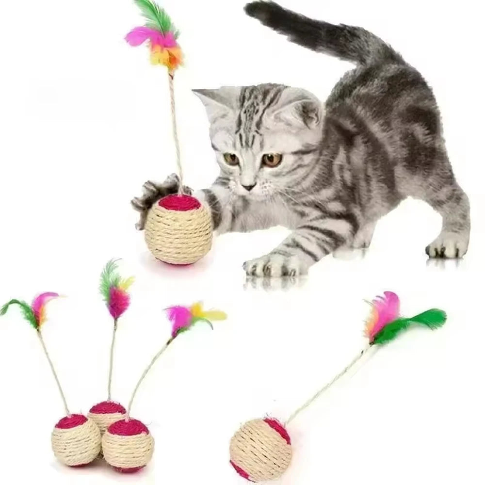 Feather Sisal Cat Toy Ball
