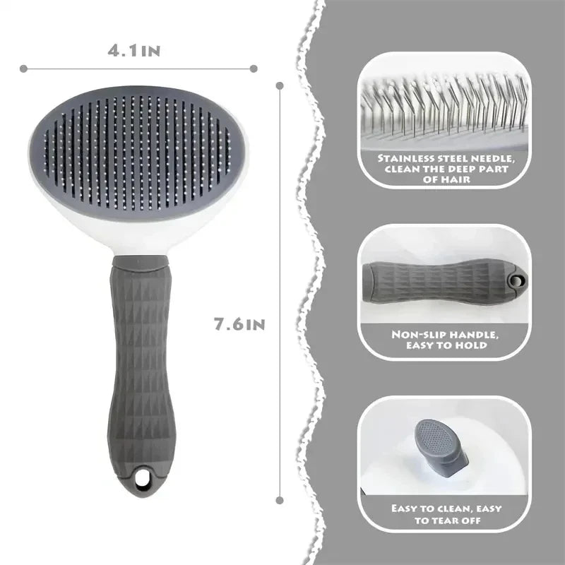 Pet Brush Comb, Self Cleaning Loose Pet Hair Remover