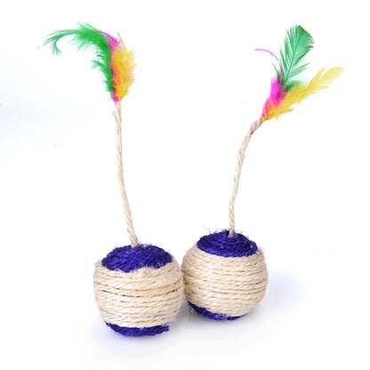Feather Sisal Cat Toy Ball