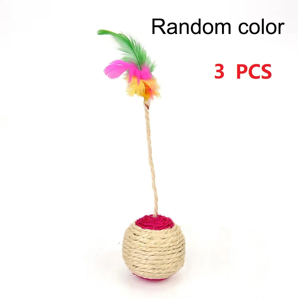 Feather Sisal Cat Toy Ball