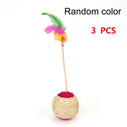 Feather Sisal Cat Toy Ball