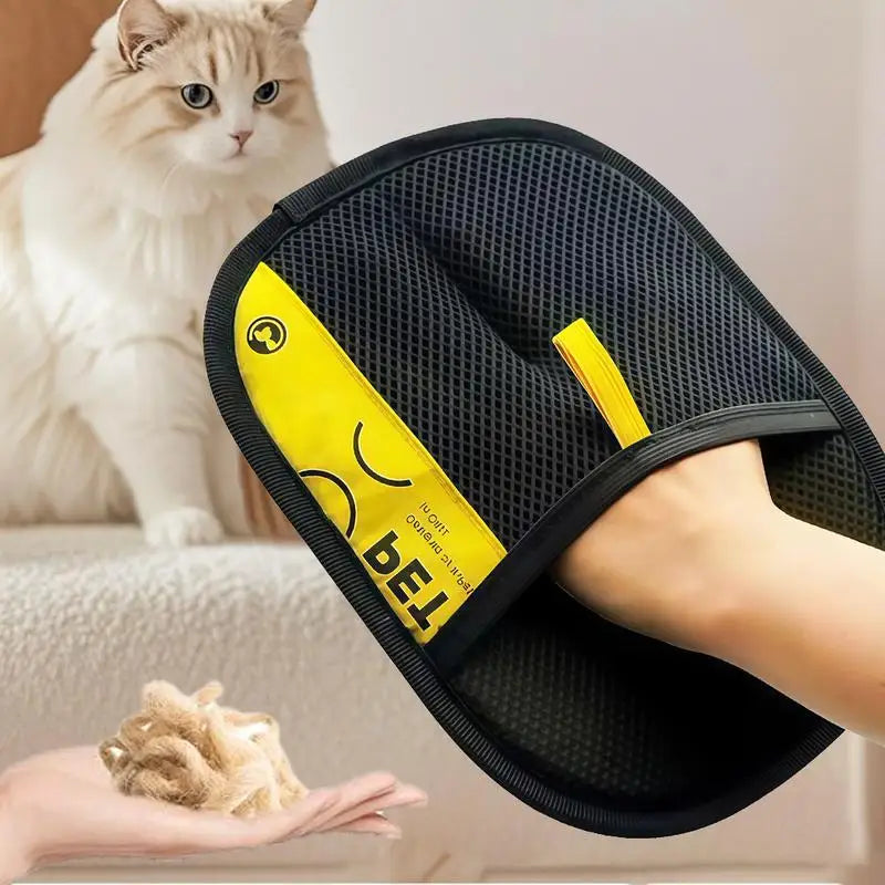 Pet Hair Remover Gloves Electrostatic for Cats Dogs, Reusable Washable Grooming Glove with 2-in-1 Lint Roller Brush