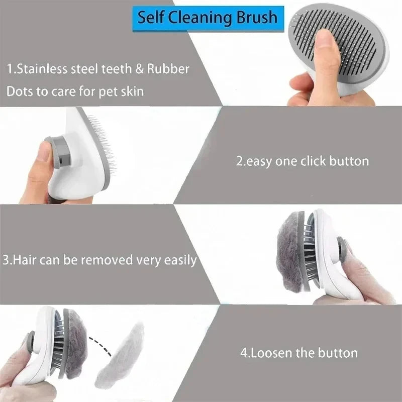 Pet Brush Comb, Self Cleaning Loose Pet Hair Remover