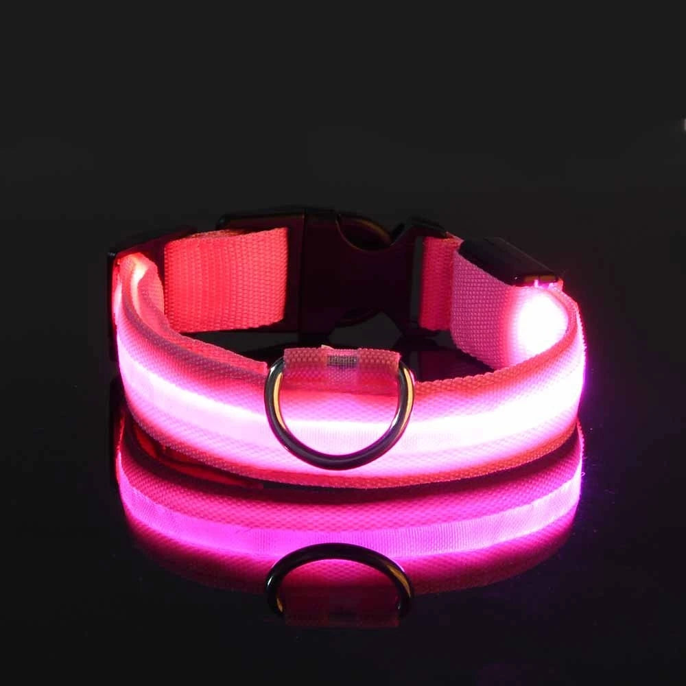 Nylon LED Night Safety Flashing Glow In The Dark Dog Fluorescent Pet Dog Collar