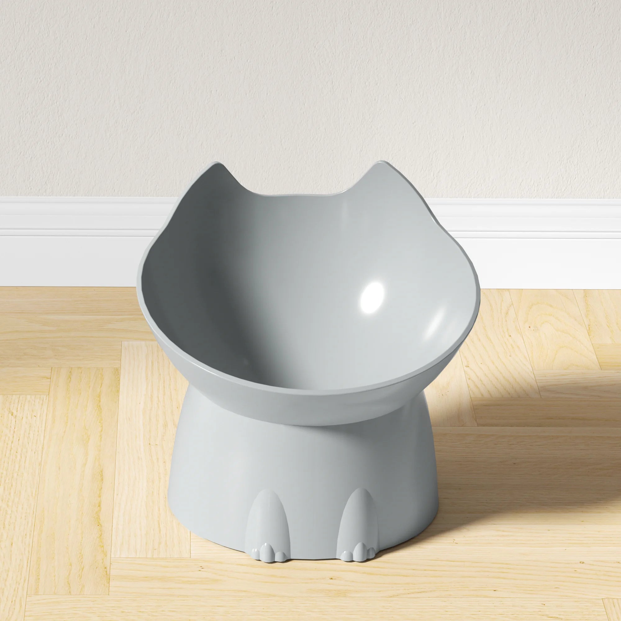 WhiskerWare Elevated Cat Bowl, Anti-Tip Plastic Raised Pet Feeding Dish with Tilted Edge