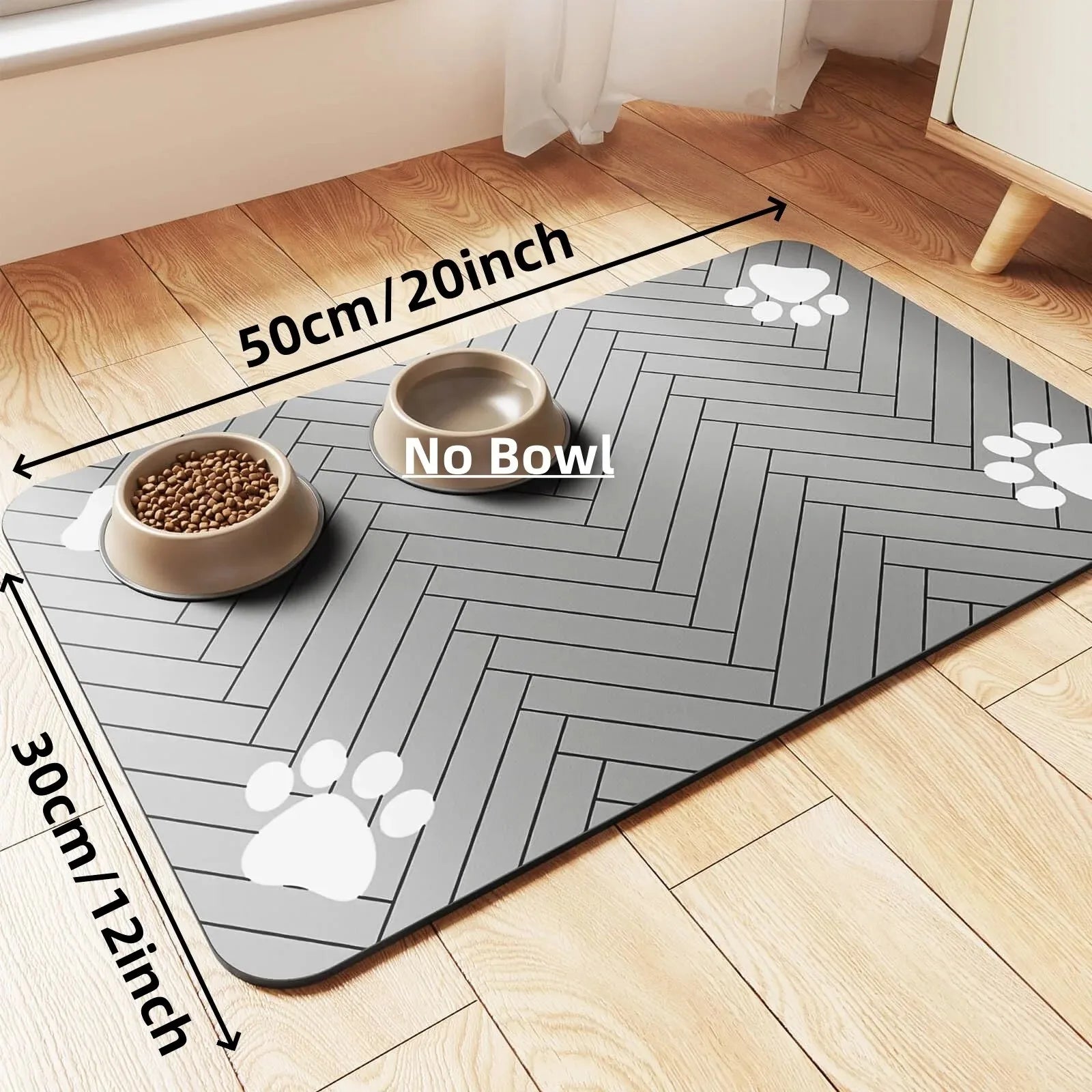 Pet Feeding Mat, Absorbent, Rubber Backing Quick Dry Mat for Dogs and Cats