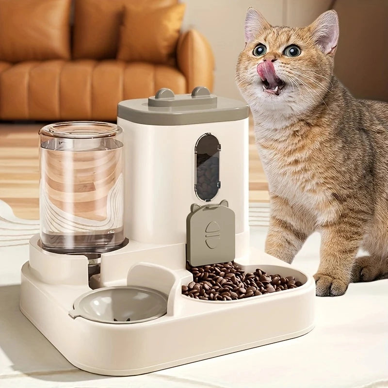 Pet large-capacity feeder with integrated automatic water dispenser