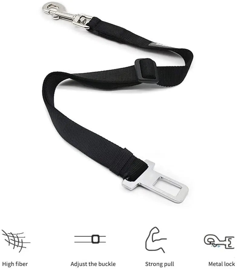 Adjustable Pet Car Seat Belt  With Clip Safety Lever