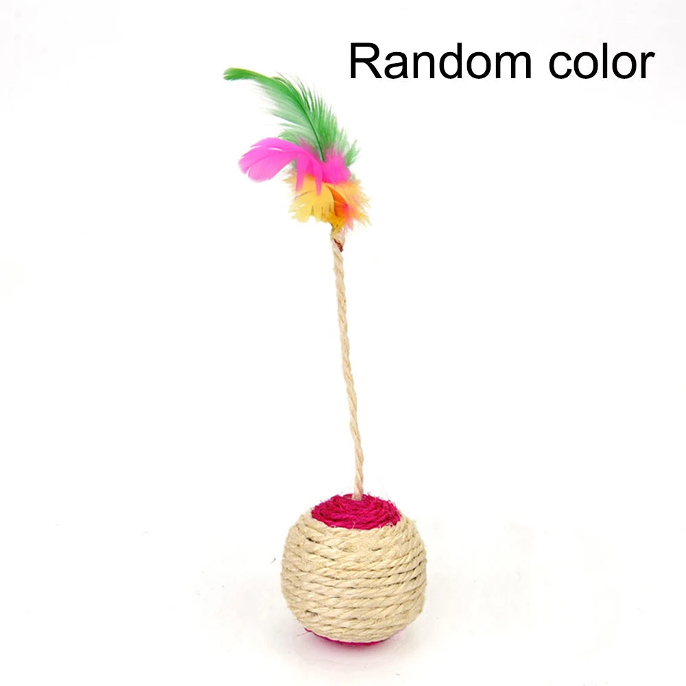 Feather Sisal Cat Toy Ball