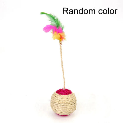 Feather Sisal Cat Toy Ball