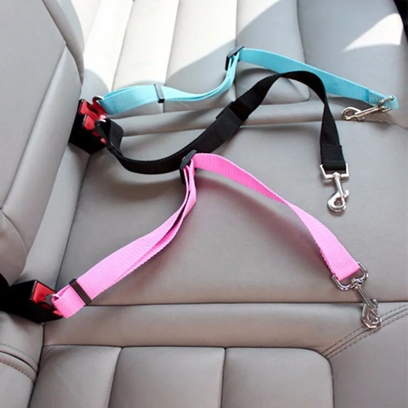 Adjustable Pet Car Seat Belt  With Clip Safety Lever