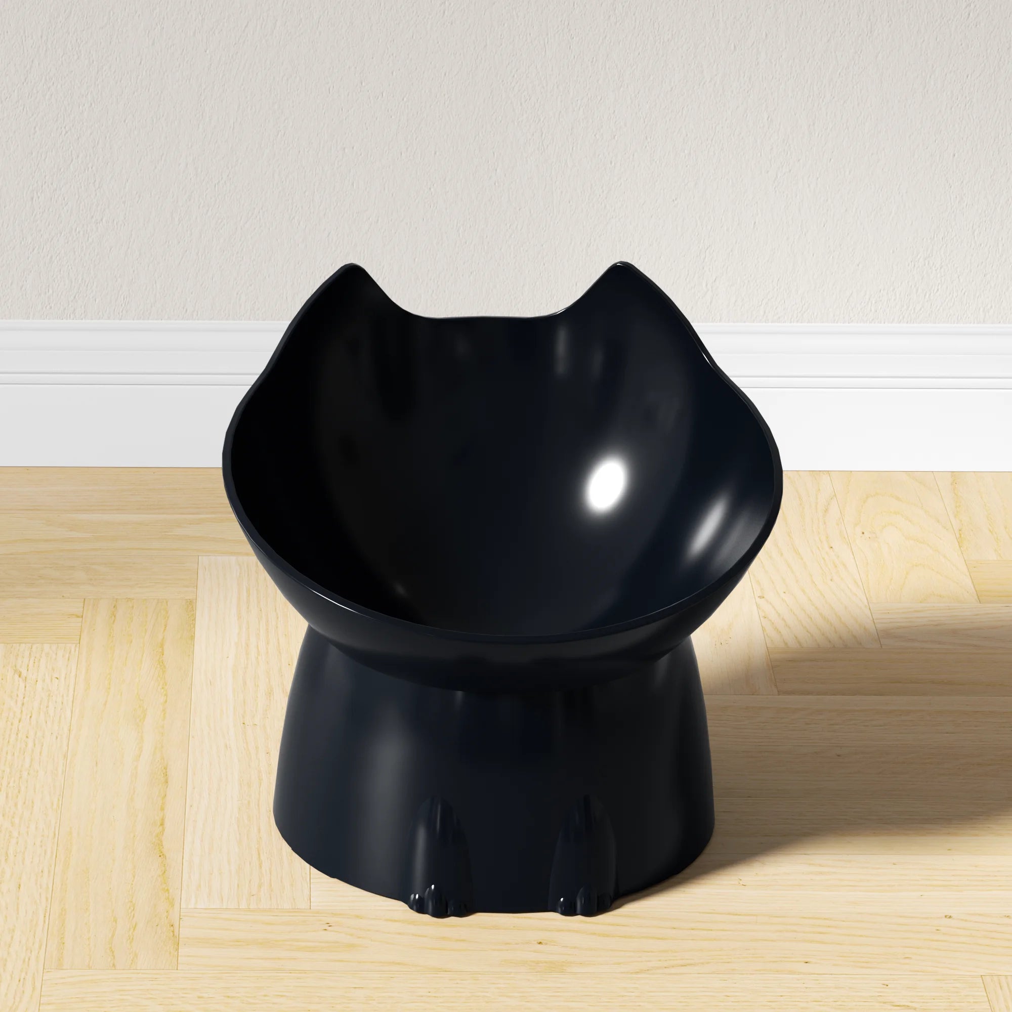 WhiskerWare Elevated Cat Bowl, Anti-Tip Plastic Raised Pet Feeding Dish with Tilted Edge