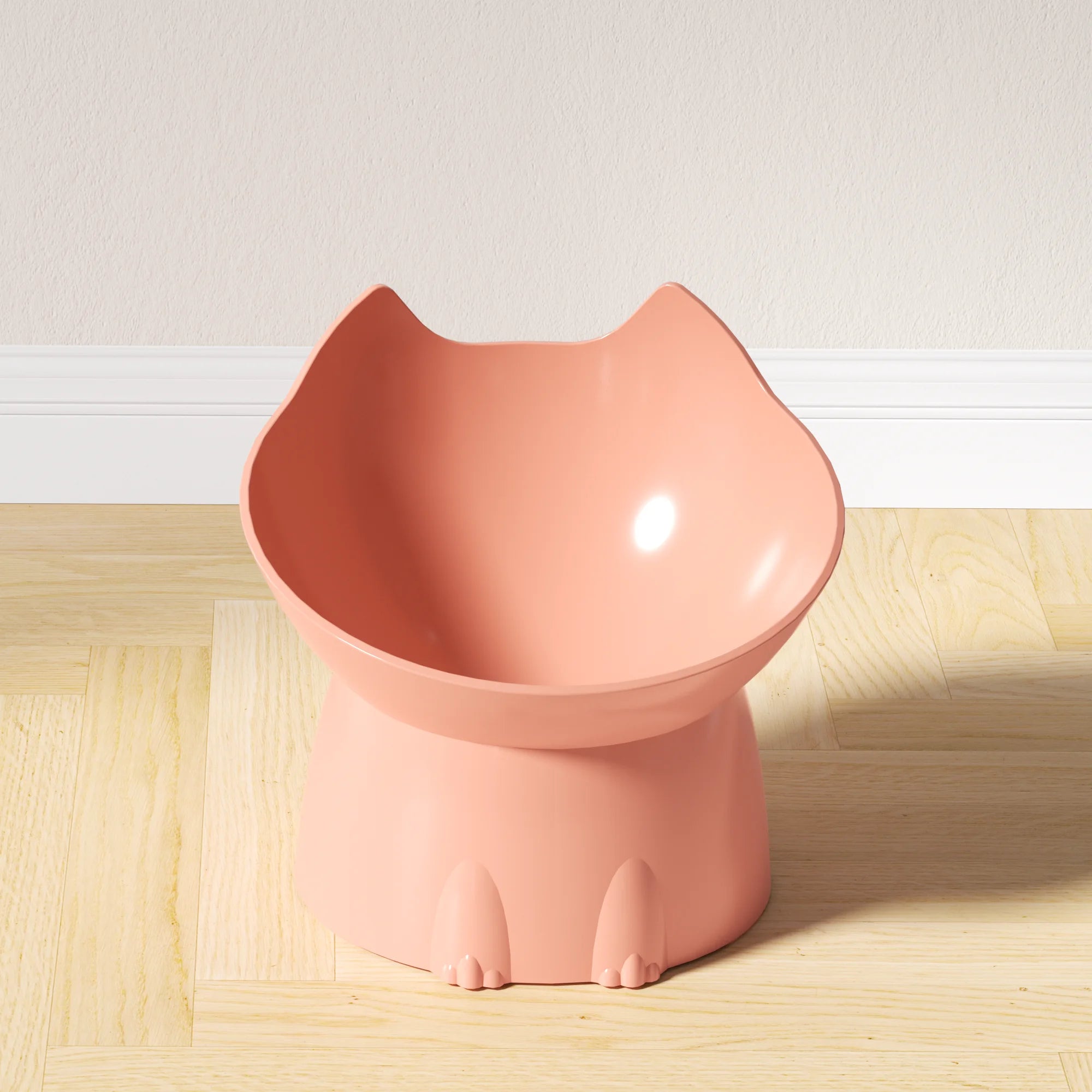 WhiskerWare Elevated Cat Bowl, Anti-Tip Plastic Raised Pet Feeding Dish with Tilted Edge