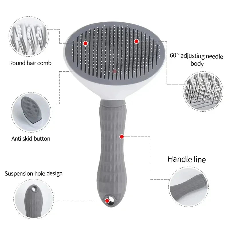 Pet Brush Comb, Self Cleaning Loose Pet Hair Remover