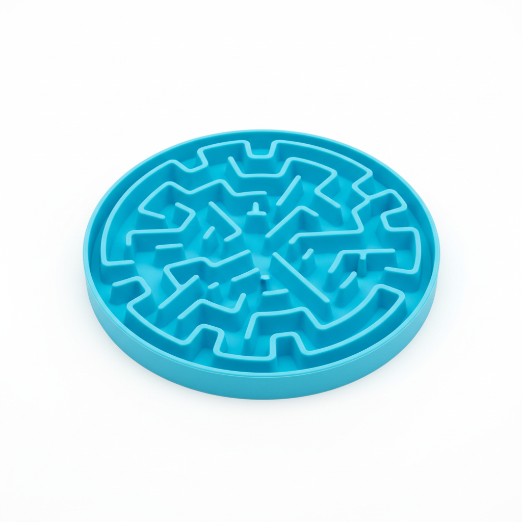 Silicone slow feeder lick mat for dogs and cats on white background